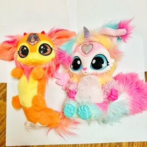 Magic Mixies Plush Animals Lot Fire Gem & Electronic Unicorn(works) Moose 6in